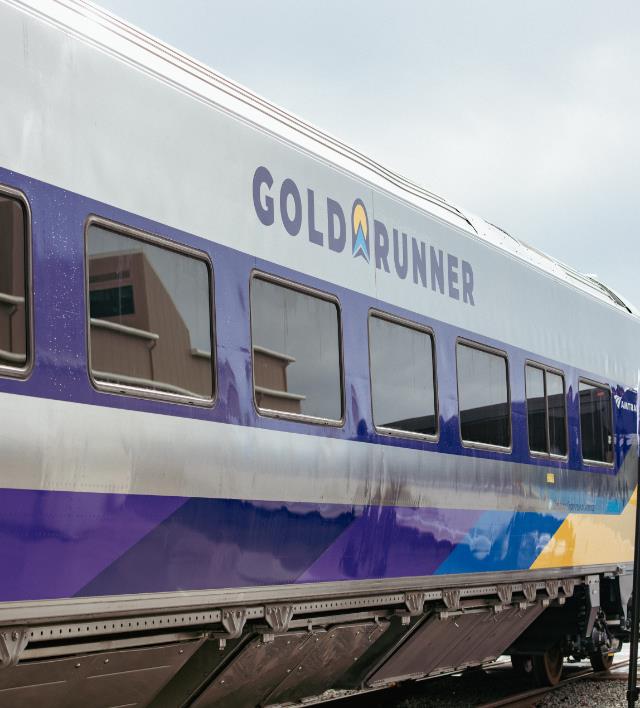 Amtrak Venture Car on the tracks